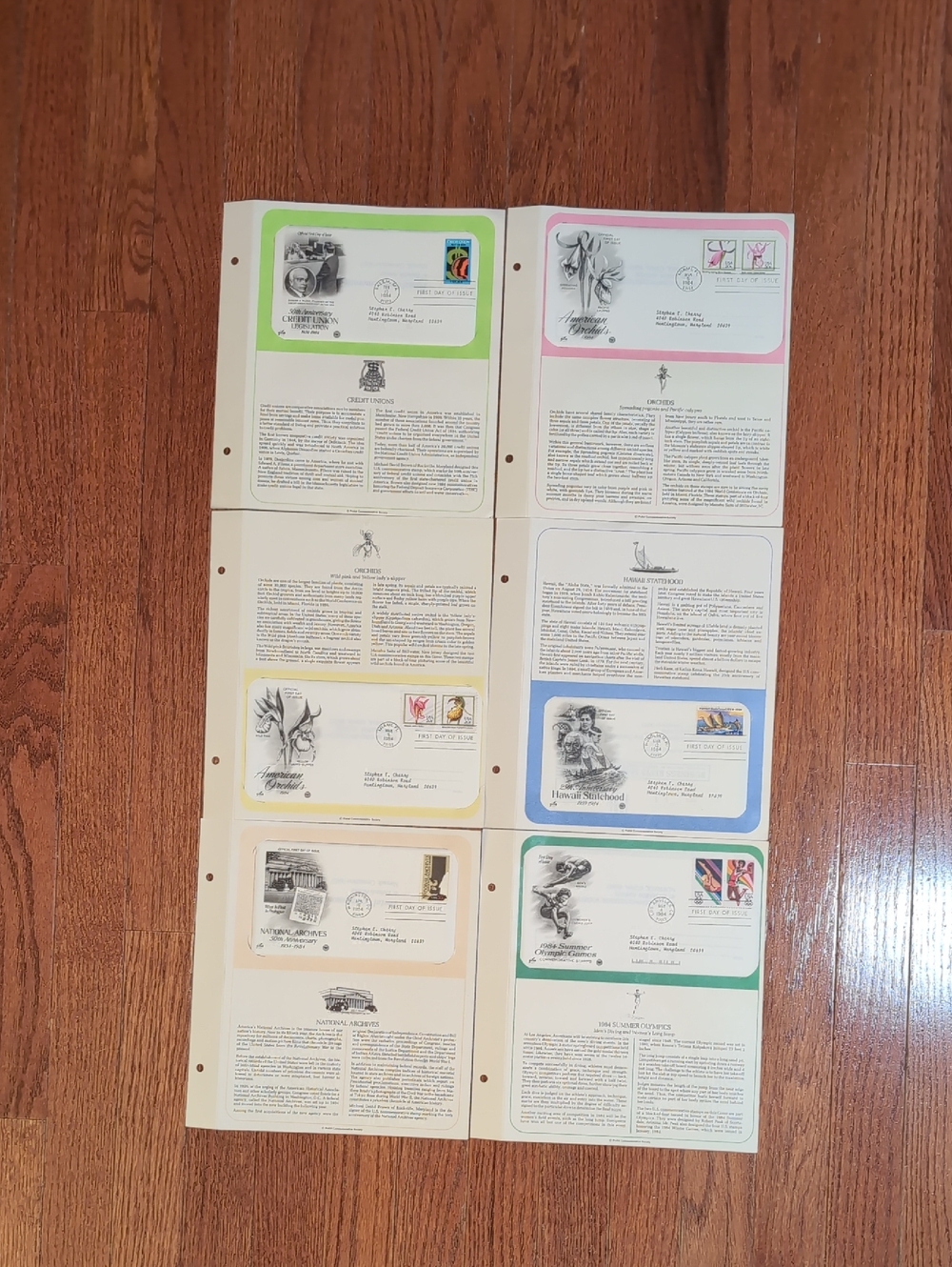 USPS January - February 1984 First Day Cover Stamp Letter + Inserts Album Pages